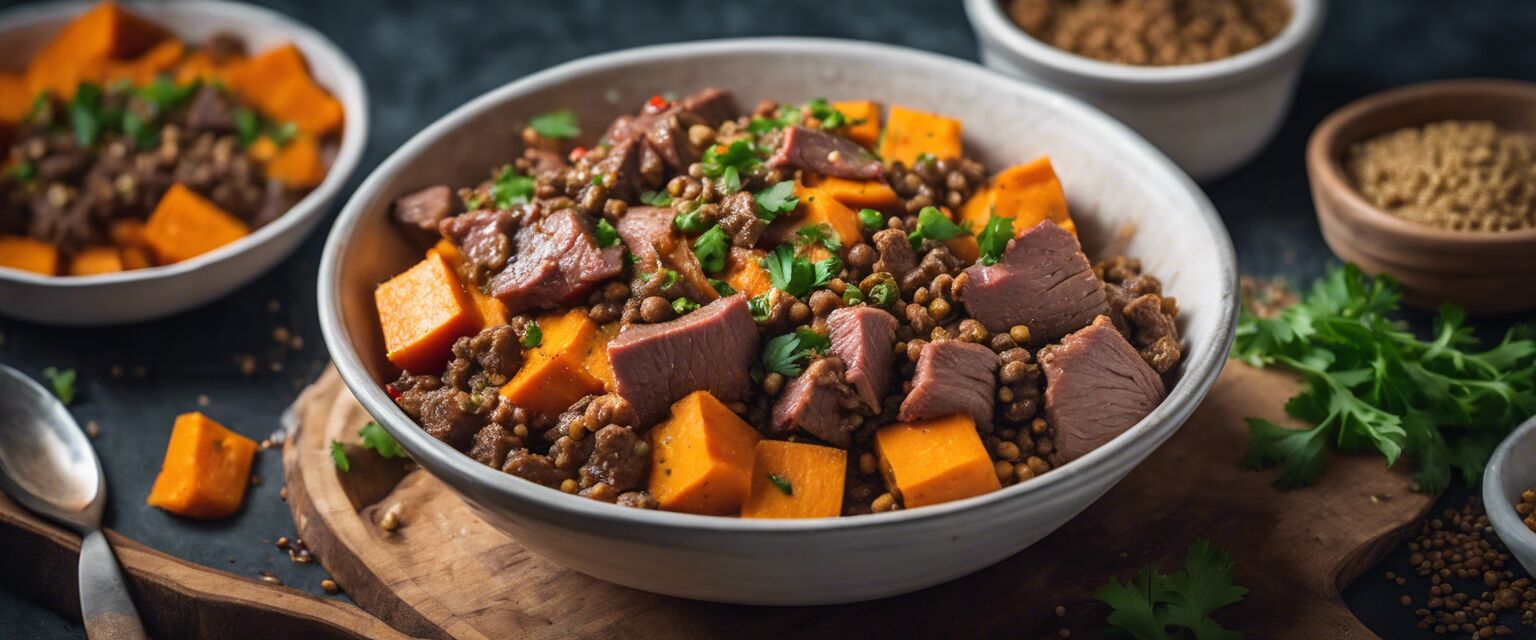 Beef and sweet potato dog food