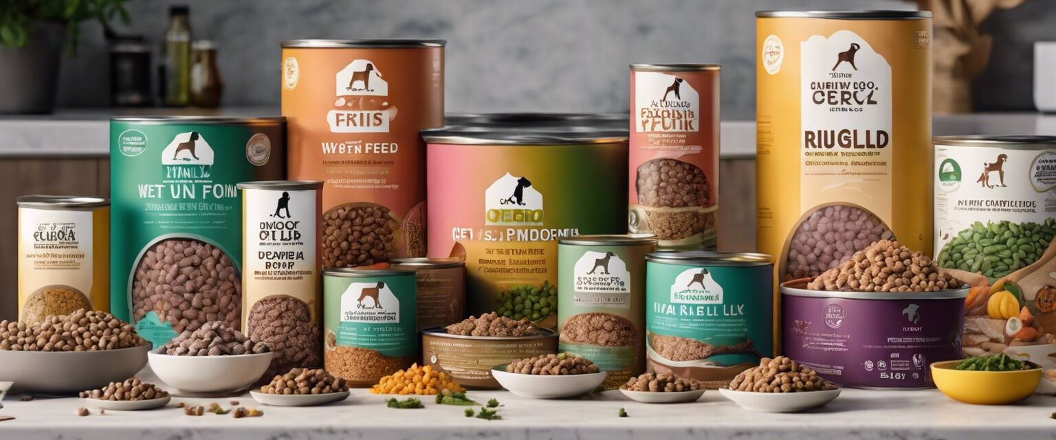 Variety of wet organic dog food